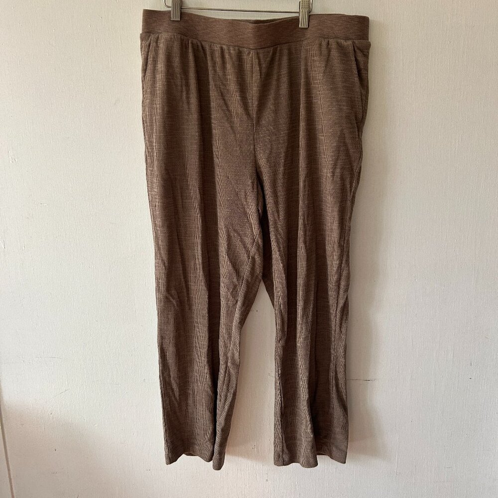 Isaac Mizrahi Live Knit Bridgehampton Pants Womens Large Brown Ribbed Pockets